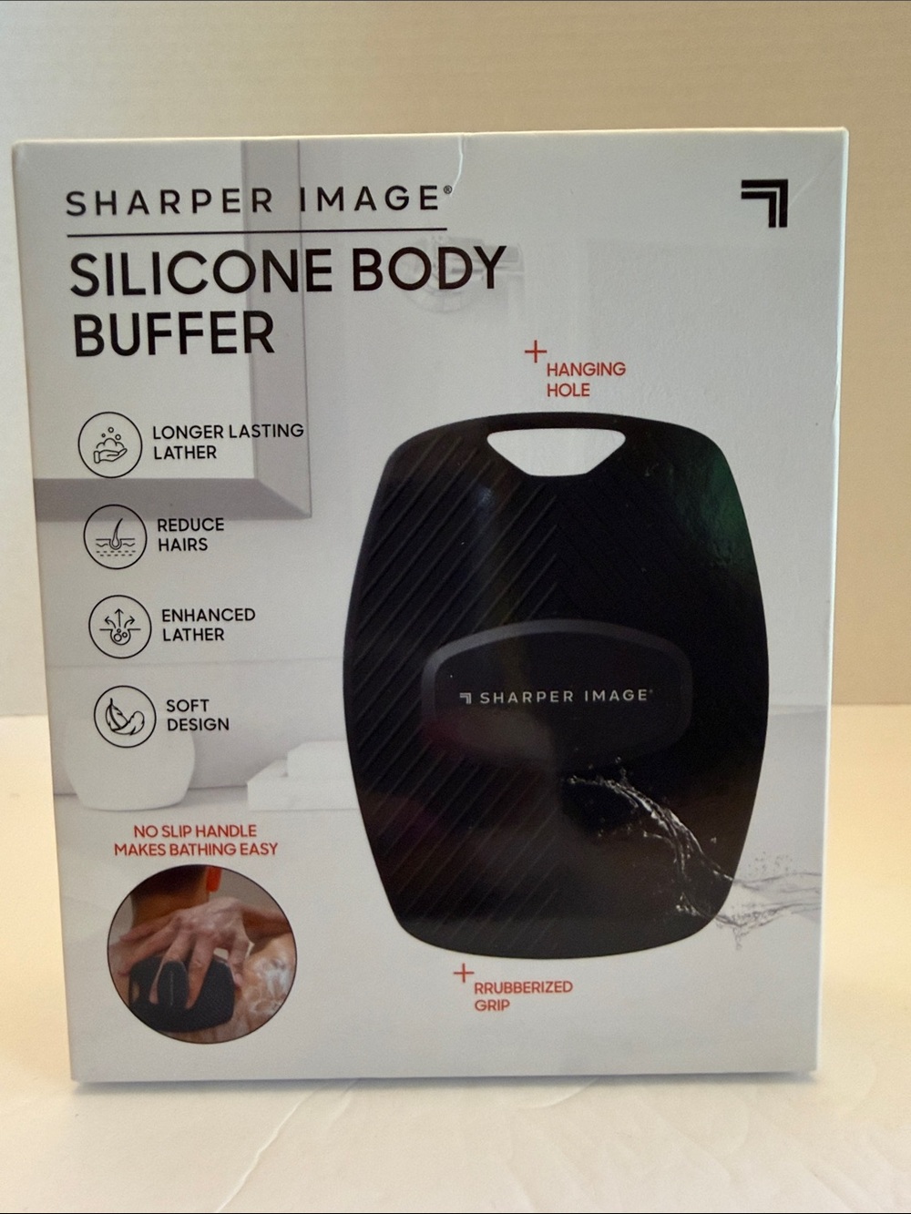 Sharper Image Black Silicone Body Buffer with Grip